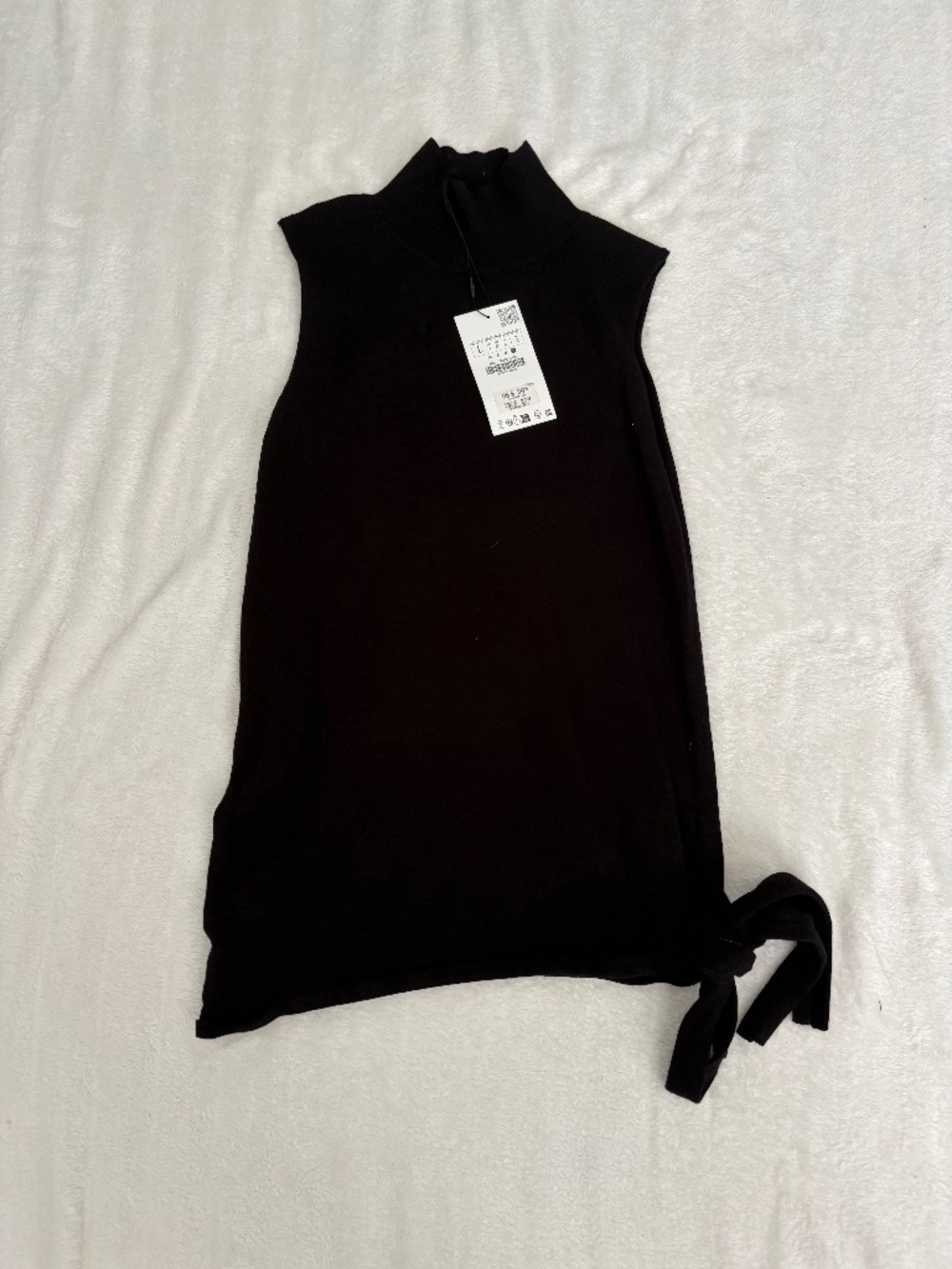 NWT Zara Top Women’s Large Black Sweater Tank with Tie